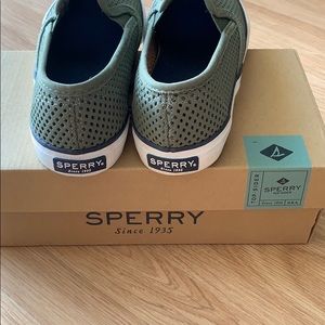 Sperry Shoes - Sperry Perforated Sneakers Olive Green Sperry Shoes - Sperry Perforated Sneakers Olive Green